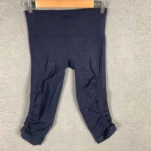 Lululemon In the Flow Crop Legging Women's Size 4 Navy Blue Ruched Seamless Yoga